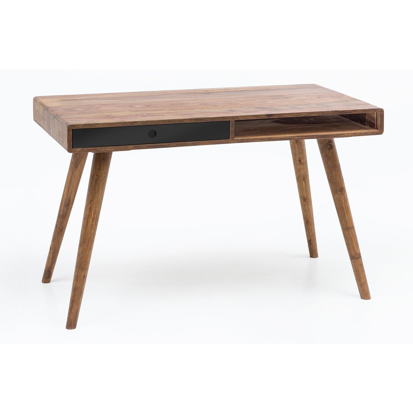 Nancy's Brevard Bureau - Kantoortafel - Laptoptafel - Massief Sheesham Hout - Bruin / Zwart - ± 120 x 60 x 75 cm