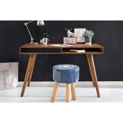 Nancy's Brevard Bureau - Kantoortafel - Laptoptafel - Massief Sheesham Hout - Bruin / Zwart - ± 120 x 60 x 75 cm