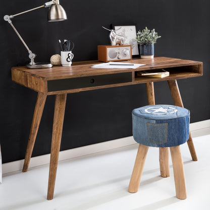 Nancy's Brevard Bureau - Kantoortafel - Laptoptafel - Massief Sheesham Hout - Bruin / Zwart - ± 120 x 60 x 75 cm