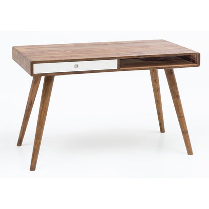 Nancy's Brevard Bureau - Kantoortafel - Laptoptafel - Massief Houten Sheesham - Zwart - Bruin - Wit - Lade