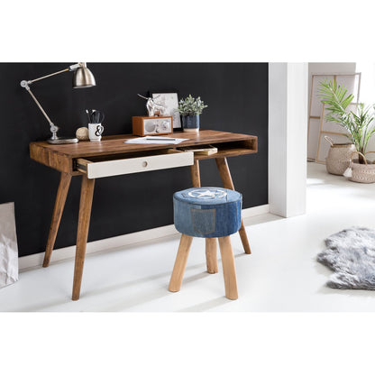 Nancy's Brevard Bureau - Kantoortafel - Laptoptafel - Massief Houten Sheesham - Zwart - Bruin - Wit - Lade