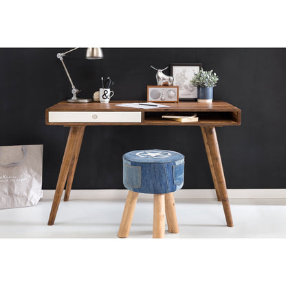 Nancy's Brevard Bureau - Kantoortafel - Laptoptafel - Massief Houten Sheesham - Zwart - Bruin - Wit - Lade