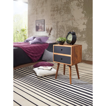 Nancy's Essex Bedside Table - Retro Bedside Table - Wooden Bedside Table - Console - Brown/Black - Wood