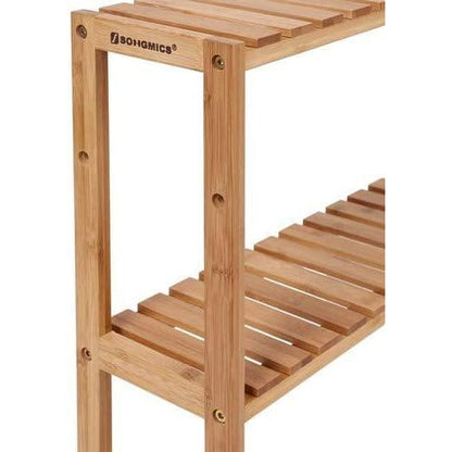 Nancy's Badkamer Rekken Met 3 Planken -Badkamerrek Van Bamboe – Verstelbaar – Natuurlijke Kleur