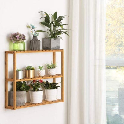Nancy's Badkamer Rekken Met 3 Planken -Badkamerrek Van Bamboe – Verstelbaar – Natuurlijke Kleur