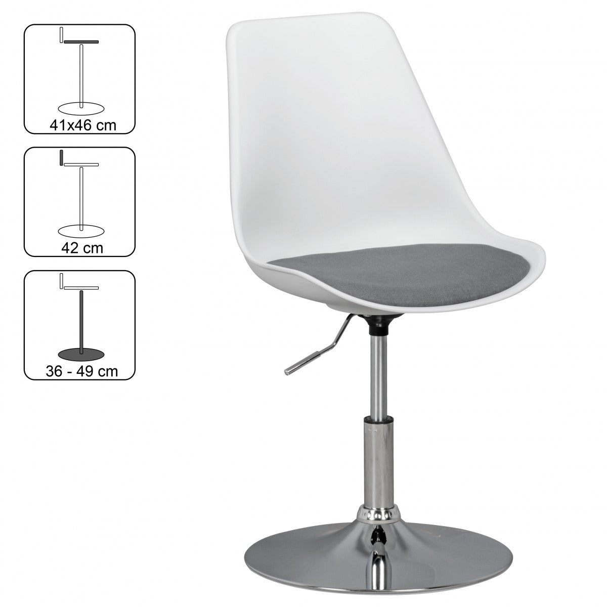 Nancy's Forks Armchair - Swivel armchair - Waiting room chair - Dining room chair - Visitor chair - Swivel chair - Fabric - White