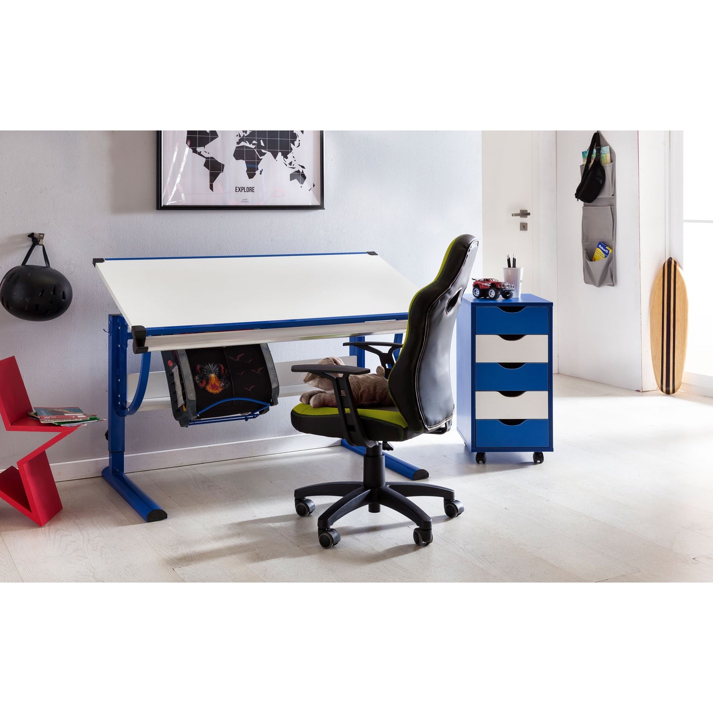 Chaise de bureau Nancy's Poteau pour enfants - Chaise pivotante - Ergonomique - Chaise haute - Jaune - Gris - Noir