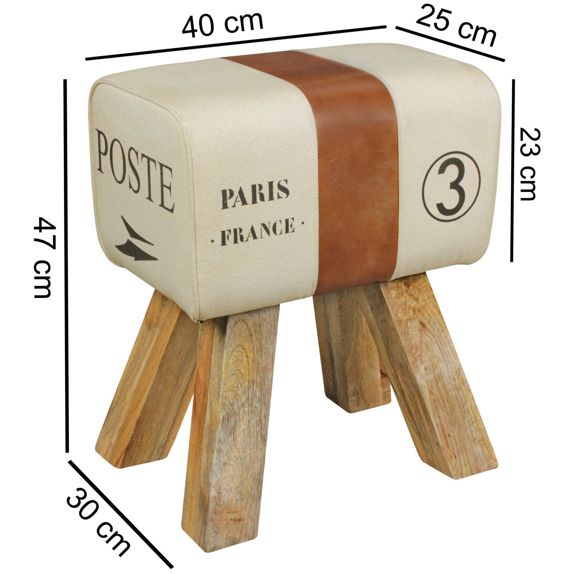 Nancy's Turnbok Krukje - Bankje - Hocker - Gymnastiekkruk - Springbok - Leer / Hout - ± 40 x 30 x 50 cm
