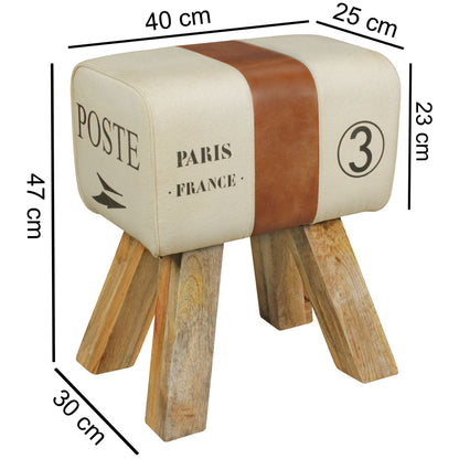 Nancy's Turnbok Krukje - Bankje - Hocker - Gymnastiekkruk - Springbok - Leer / Hout - ± 40 x 30 x 50 cm