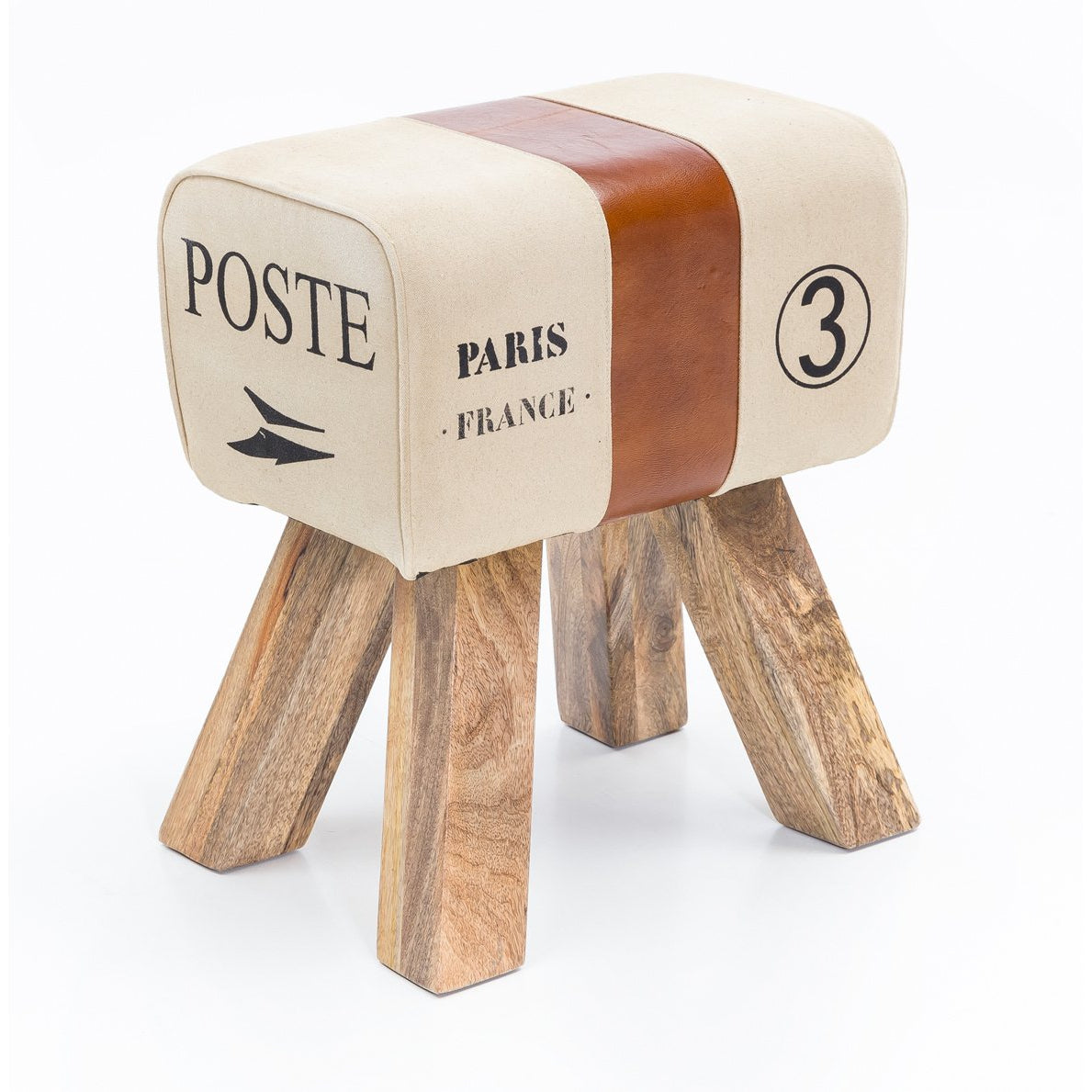Nancy's Turnbok Krukje - Bankje - Hocker - Gymnastiekkruk - Springbok - Leer / Hout - ± 40 x 30 x 50 cm