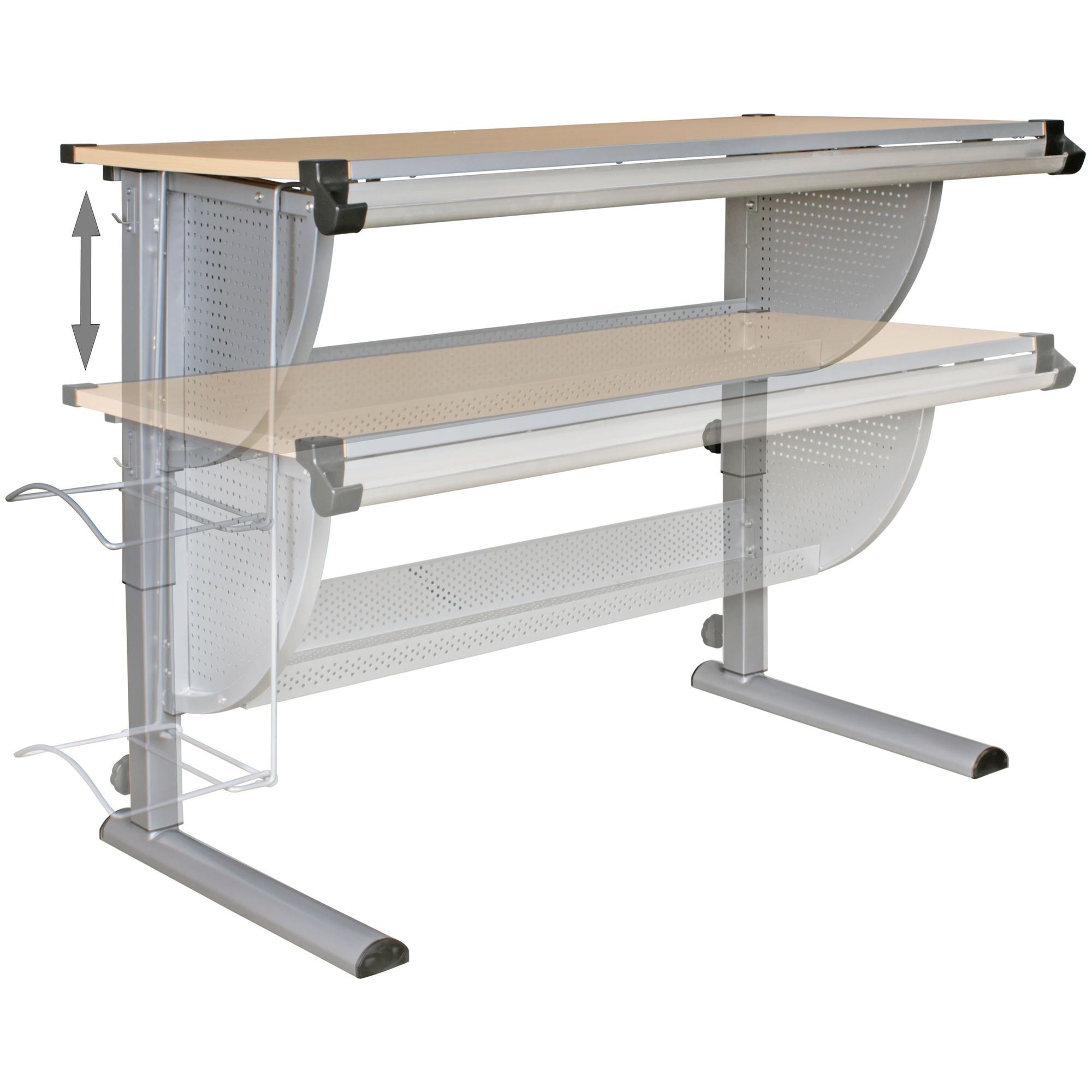 Nancy's Branson Tiltable Desk - Height adjustable - Storage compartment - Beech