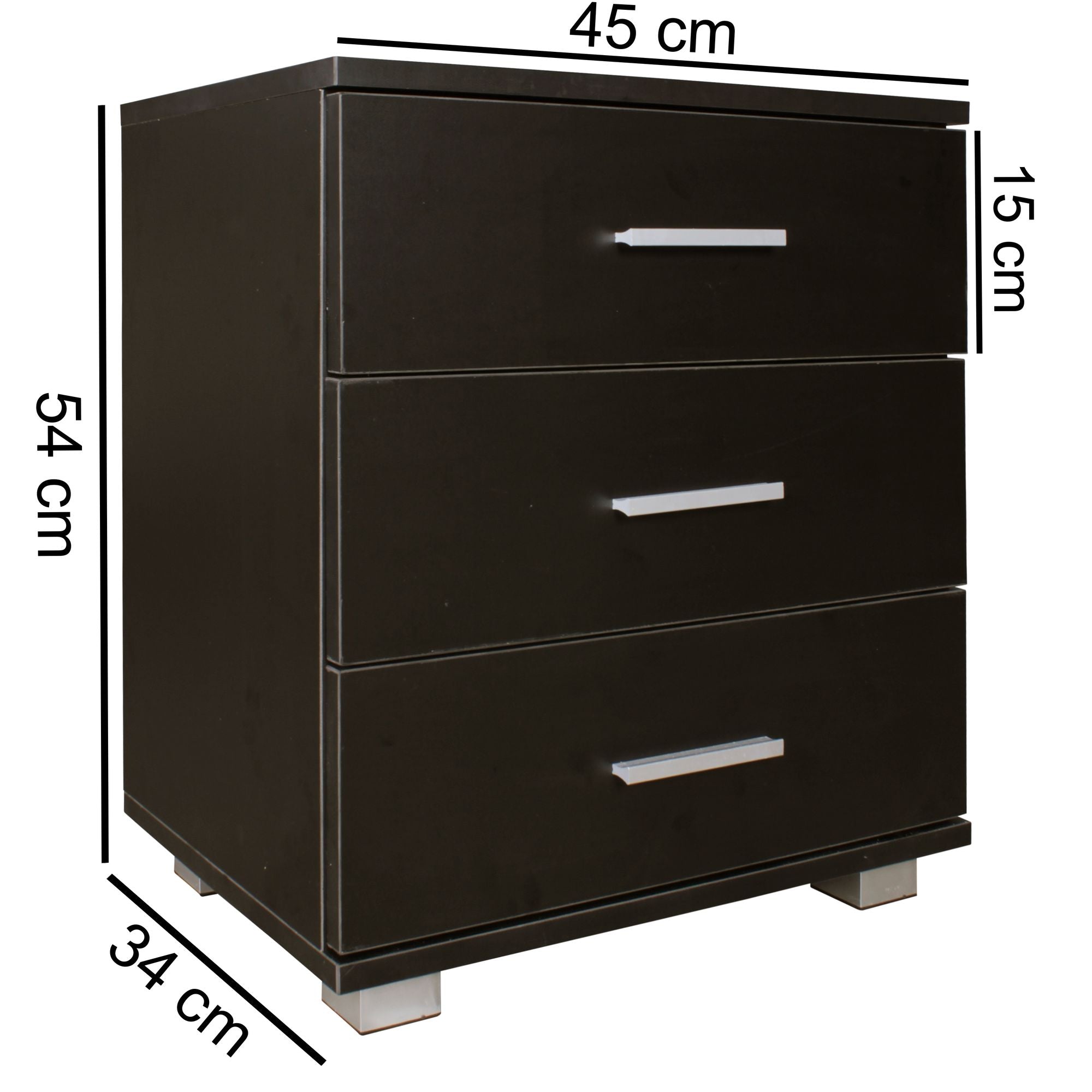 Nancy's Lamar Bedside table - Bedside table - Console - Chest of drawers - Cupboard - Chest of drawers - 3 Drawers - 45 x 54 x 34 cm (W x H x D)