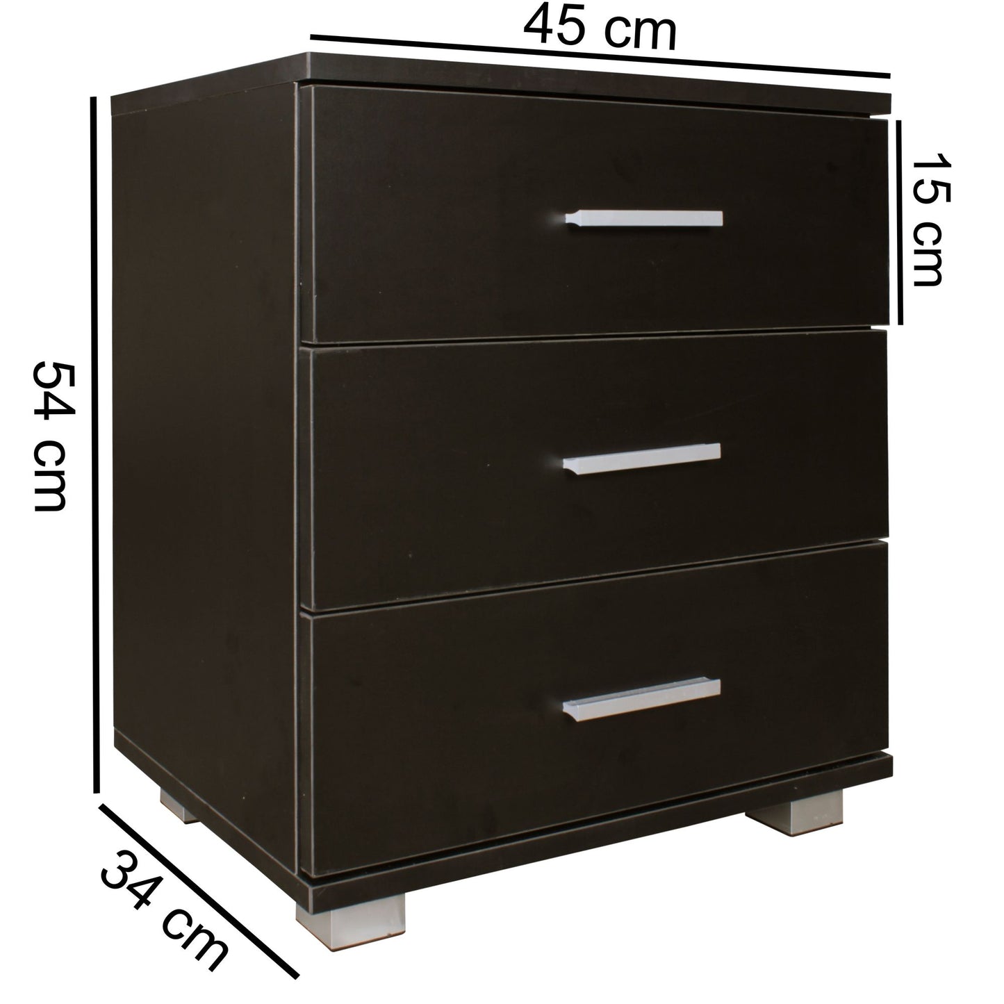 Nancy's Lamar Nachtkastje - Nachtkast - Console - Ladekastje - Kast - Ladekast - 3 Lades - 45 x 54 x 34 cm (B x H x D)