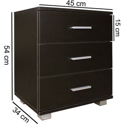 Nancy's Lamar Nachtkastje - Nachtkast - Console - Ladekastje - Kast - Ladekast - 3 Lades - 45 x 54 x 34 cm (B x H x D)