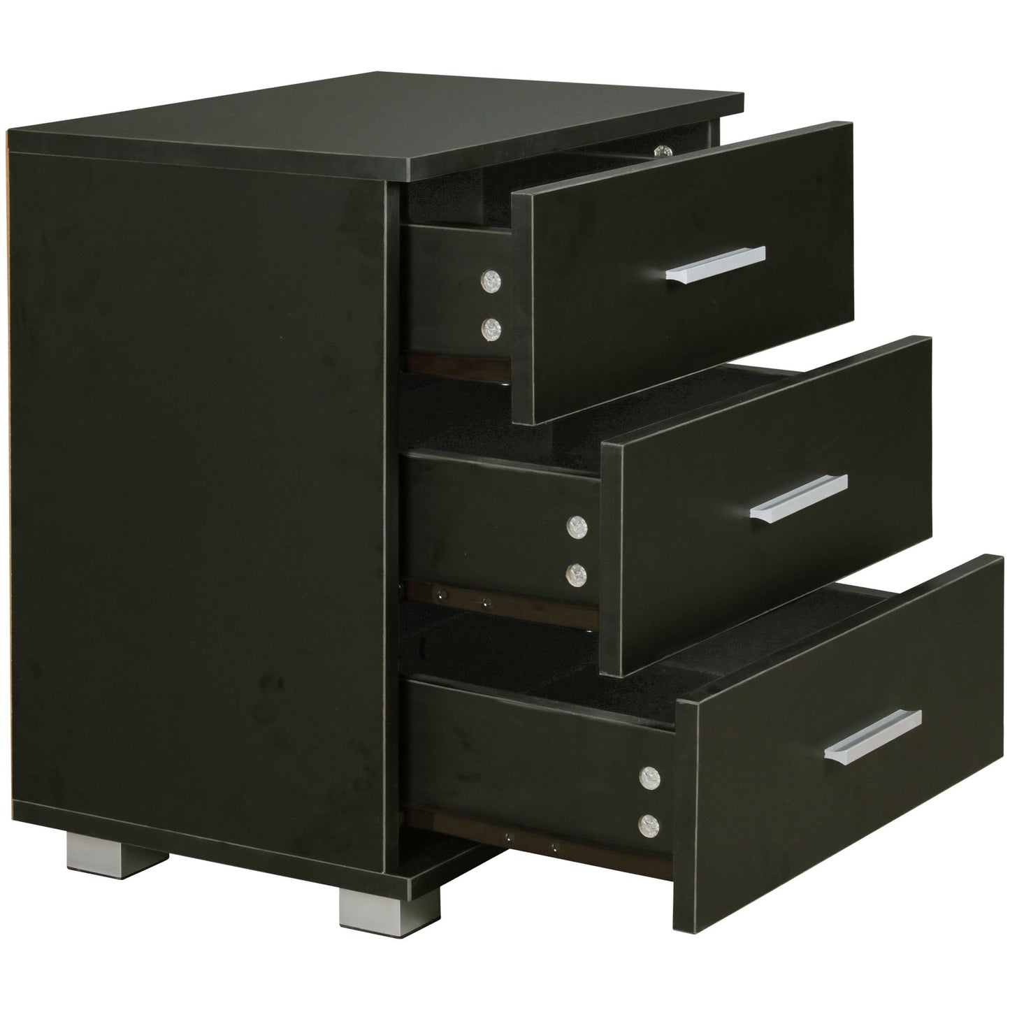 Nancy's Lamar Nachtkastje - Bijzettafel - Ladekastje - Zwart - ± 45 x 35 x 55 cm