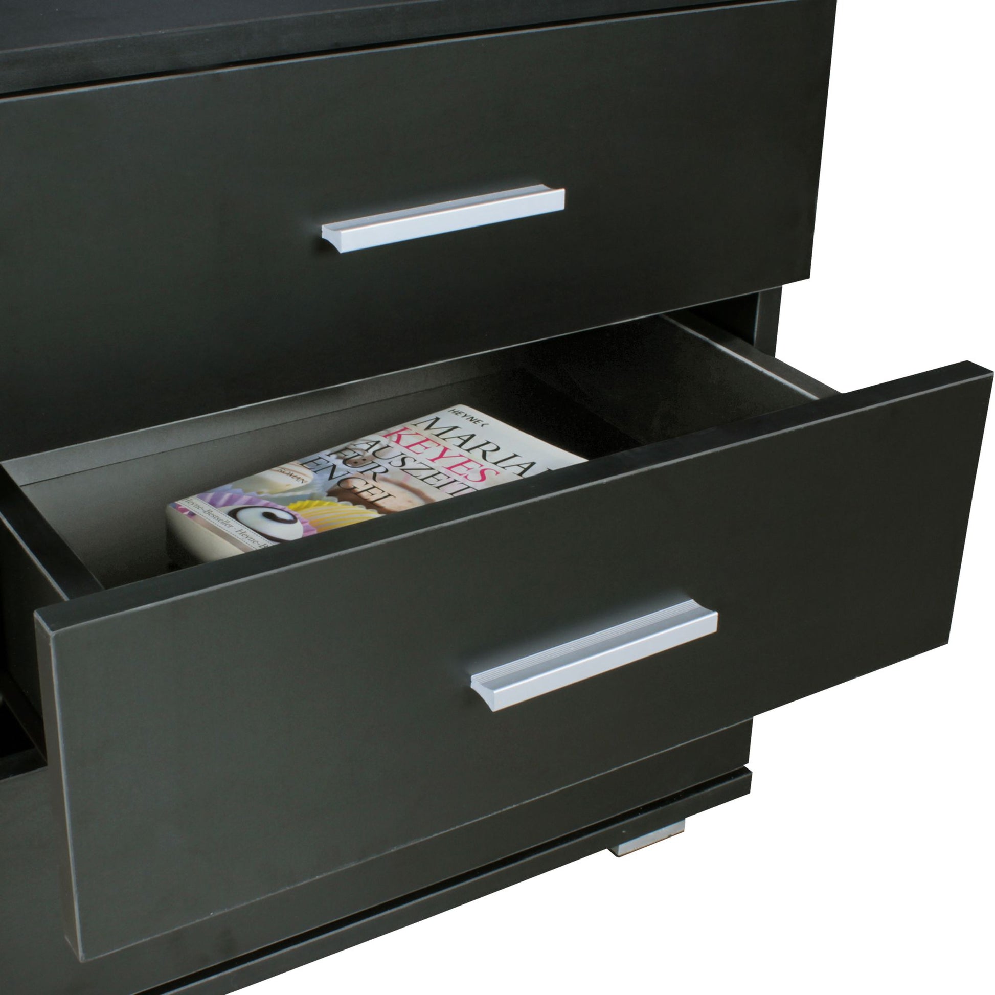 Nancy's Lamar Nachtkastje - Bijzettafel - Ladekastje - Zwart - ± 45 x 35 x 55 cm