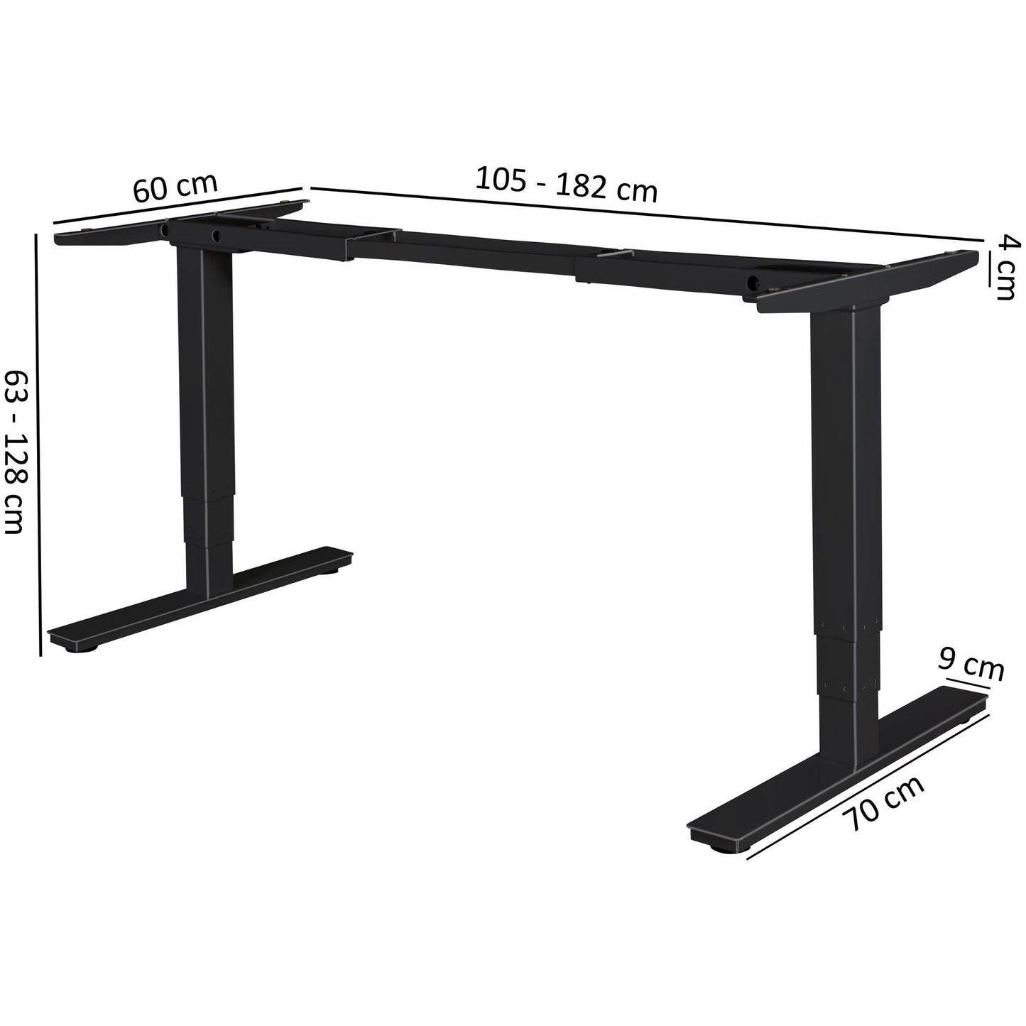 Base de table réglable électriquement de Nancy - Cadre de table - Base de table avec fonction mémoire - Affichage LED