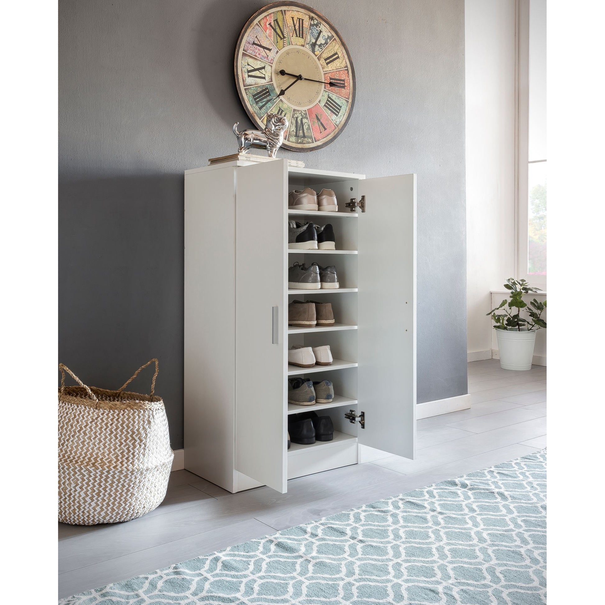 Nancy's Dunkirk Schoenenkast - Schoenenorganizer - Opbergkast - Wit - ± 55 x 35 x 110 cm