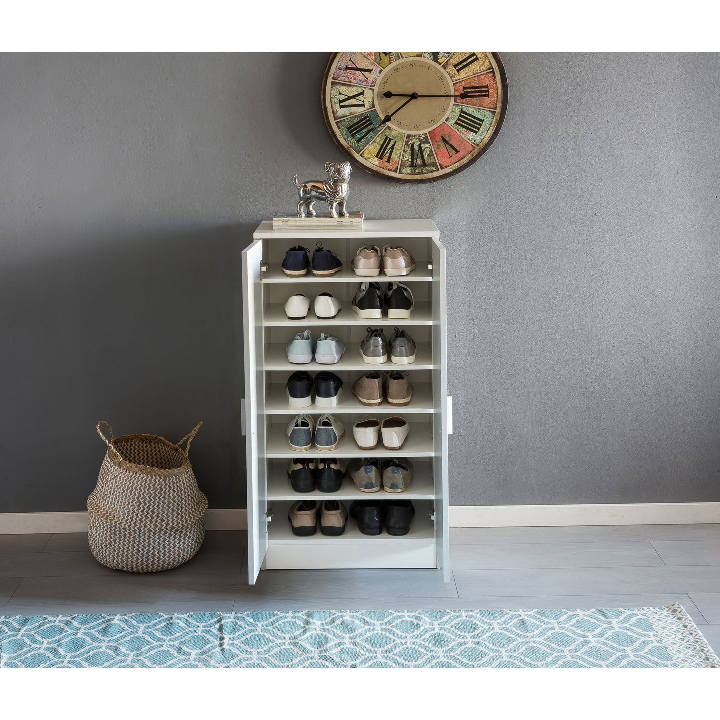 Nancy's Dunkirk Schoenenkast - Schoenenorganizer - Opbergkast - Wit - ± 55 x 35 x 110 cm