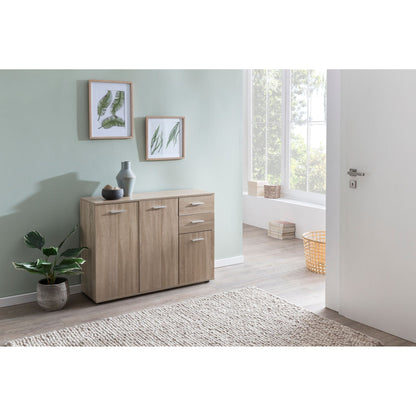 Nancy's Alpena Dressoir - Ladekast - Gangkast - Opbergruimte - Lades - Bruin - Sonoma - Bewerkt Hout - Metaal - 107 x 79 x 35 cm