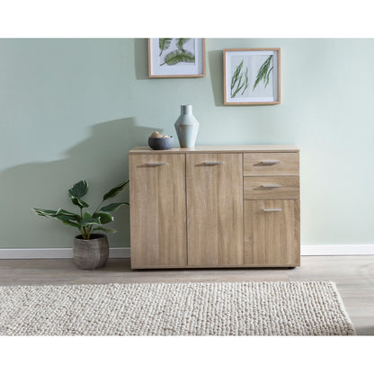 Nancy's Alpena Dressoir - Ladekast - Gangkast - Opbergruimte - Lades - Bruin - Sonoma - Bewerkt Hout - Metaal - 107 x 79 x 35 cm
