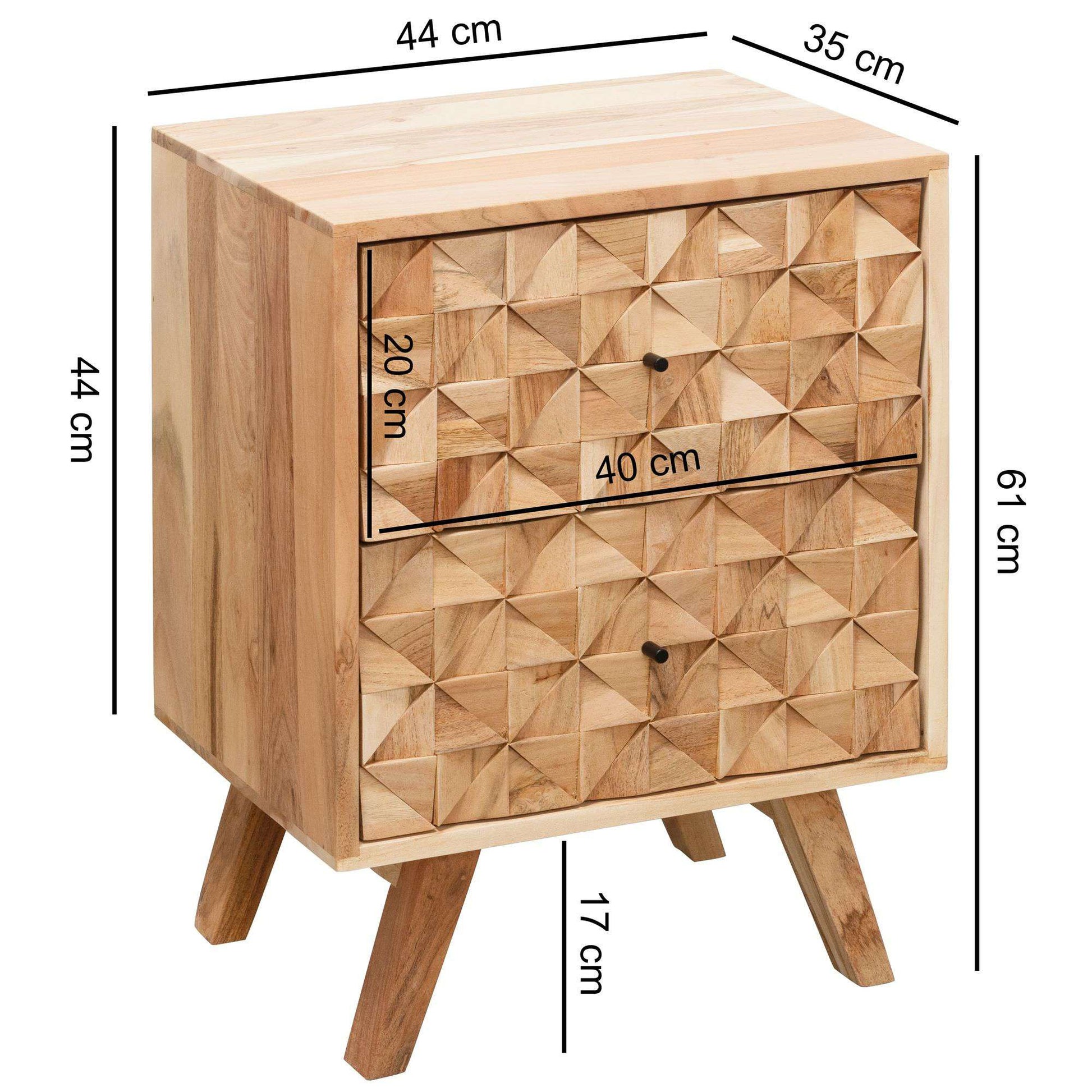 Nancy's Bandeiras Nachtkastje - Bijzettafel - Ladekastje - Massief Acaciahout - ± 45 x 35 x 60 cm
