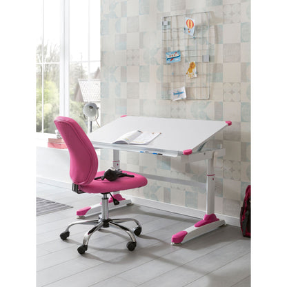 Bureau pour enfants Utiwa de Nancy - Bureau - Bureau de travail - Table pour enfants - Table de travail - Bureau debout - Rose/Bleu - Hauteur réglable - 119x67 cm