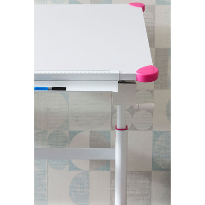 Bureau pour enfants Utiwa de Nancy - Bureau - Bureau de travail - Table pour enfants - Table de travail - Bureau debout - Rose/Bleu - Hauteur réglable - 119x67 cm
