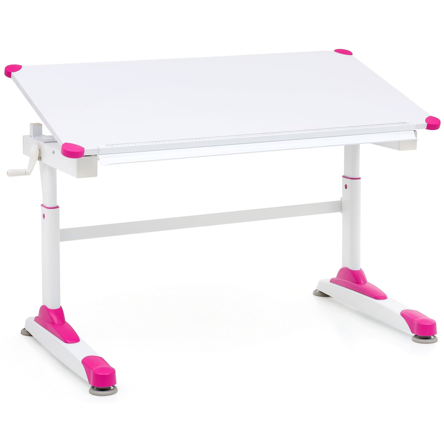 Bureau pour enfants Utiwa de Nancy - Bureau - Bureau de travail - Table pour enfants - Table de travail - Bureau debout - Rose/Bleu - Hauteur réglable - 119x67 cm