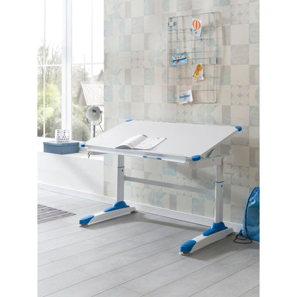 Bureau pour enfants Utiwa de Nancy - Bureau - Bureau de travail - Table pour enfants - Table de travail - Bureau debout - Rose/Bleu - Hauteur réglable - 119x67 cm