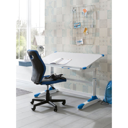 Bureau pour enfants Utiwa de Nancy - Bureau - Bureau de travail - Table pour enfants - Table de travail - Bureau debout - Rose/Bleu - Hauteur réglable - 119x67 cm