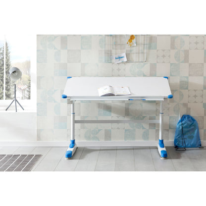 Bureau pour enfants Utiwa de Nancy - Bureau - Bureau de travail - Table pour enfants - Table de travail - Bureau debout - Rose/Bleu - Hauteur réglable - 119x67 cm