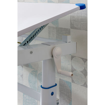 Bureau pour enfants Utiwa de Nancy - Bureau - Bureau de travail - Table pour enfants - Table de travail - Bureau debout - Rose/Bleu - Hauteur réglable - 119x67 cm