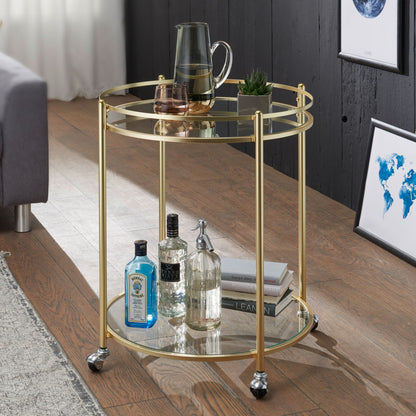 Table d'appoint Nancy's Deming - Table d'appoint sur roulettes - Chariot de cuisine - Chariot de service - Chariot à thé - Ø 57 cm