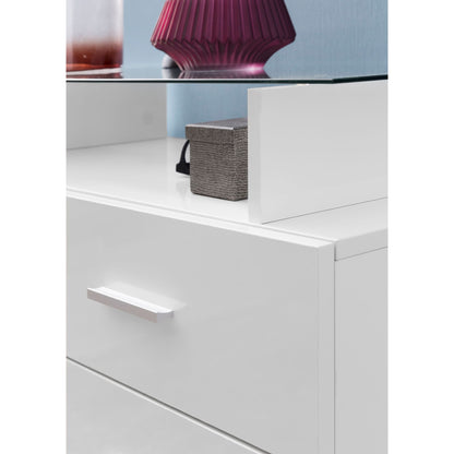 Commode Shiprock de Nancy - Buffet - Armoire de couloir - Armoire de rangement - Armoire avec tiroirs - Blanc - 3 tiroirs