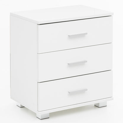 Nancy's Artondale Bedside Table - Chest of Drawers - 3 Drawers - Side Table - Storage Space - White - High Gloss - Engineered Wood - 45 x 34 x 53 cm