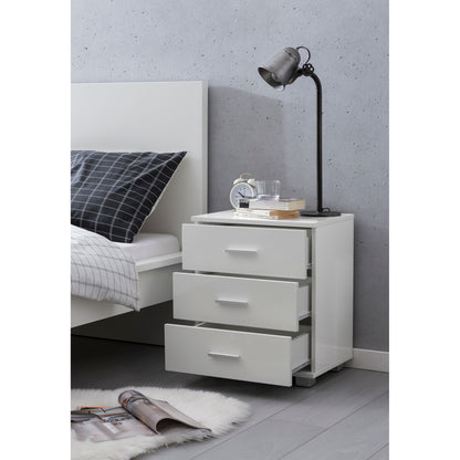 Nancy's Artondale Bedside Table - Chest of Drawers - 3 Drawers - Side Table - Storage Space - White - High Gloss - Engineered Wood - 45 x 34 x 53 cm