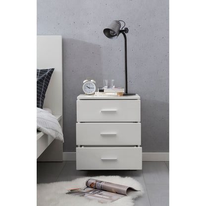 Nancy's Artondale Bedside Table - Chest of Drawers - 3 Drawers - Side Table - Storage Space - White - High Gloss - Engineered Wood - 45 x 34 x 53 cm