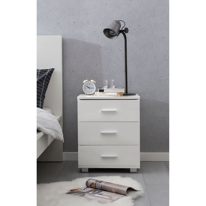 Nancy's Artondale Bedside Table - Chest of Drawers - 3 Drawers - Side Table - Storage Space - White - High Gloss - Engineered Wood - 45 x 34 x 53 cm