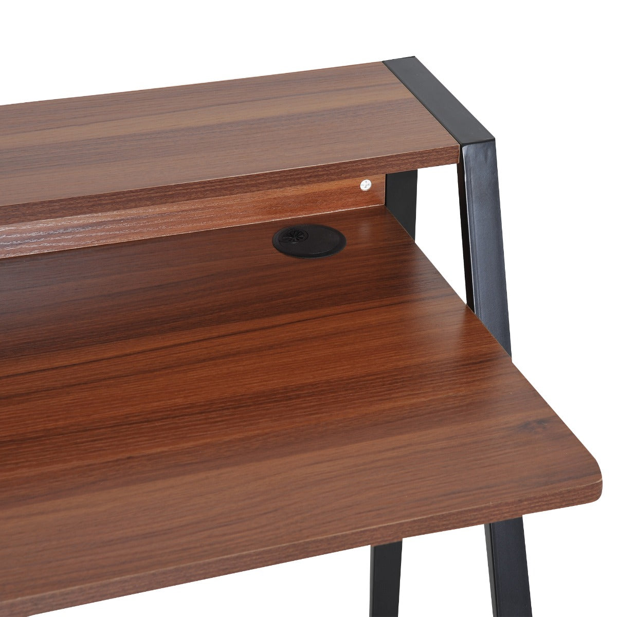 Nancy's West Bend Bureau - Kantoortafel - Computertafel - Laptoptafel- Walnoot / Zwart - ± 85 x 45 x 85 cm