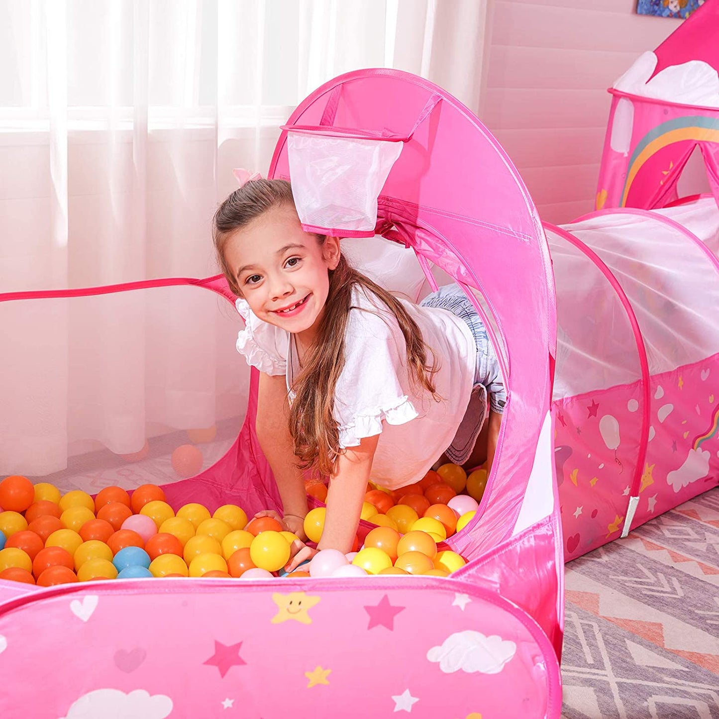 Nancy’s Forest Hill 3-in-1 Speeltent voor Kinderen - Speelhuis - Pop-up Speeltent - Indoor & Outdoor - Roze met Animaties