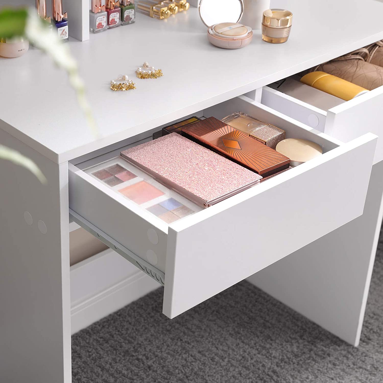Nancy's Bryants Corner Make-up Tafel met Spiegel - Kaptafel - Beauty Tafel - Wit - ± 100 x 40 x 140 cm