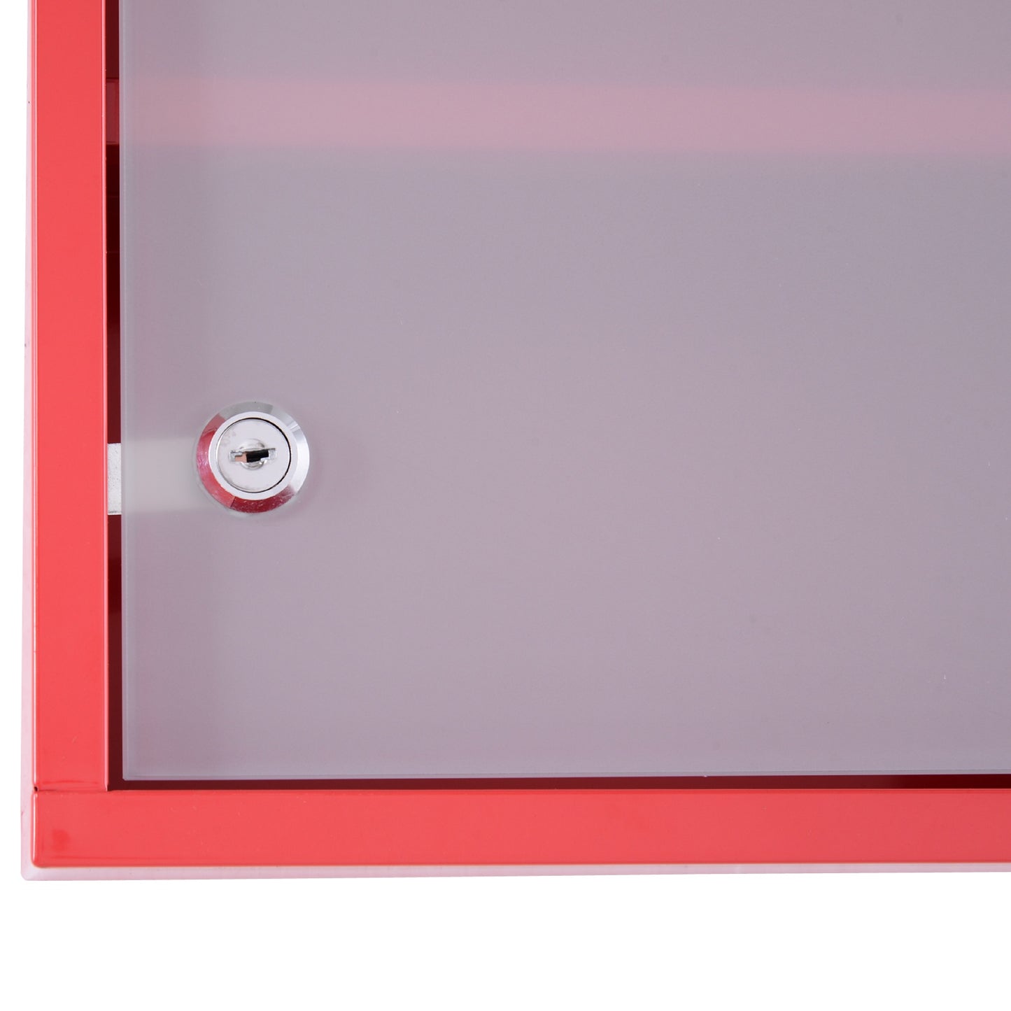 Nancy's Medicijnkast - Roestvrij Staal - Kijkglas - Gesatineerd - Slot - 30 x 12 x 60 cm - Zilver - Rood