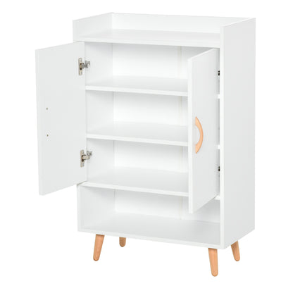 Nancy's Tillamook Schoenenkast - Deuren - Schoenenrek - Planken - Opbergvak - 60 x 30 x 92 - Wit - Bruin