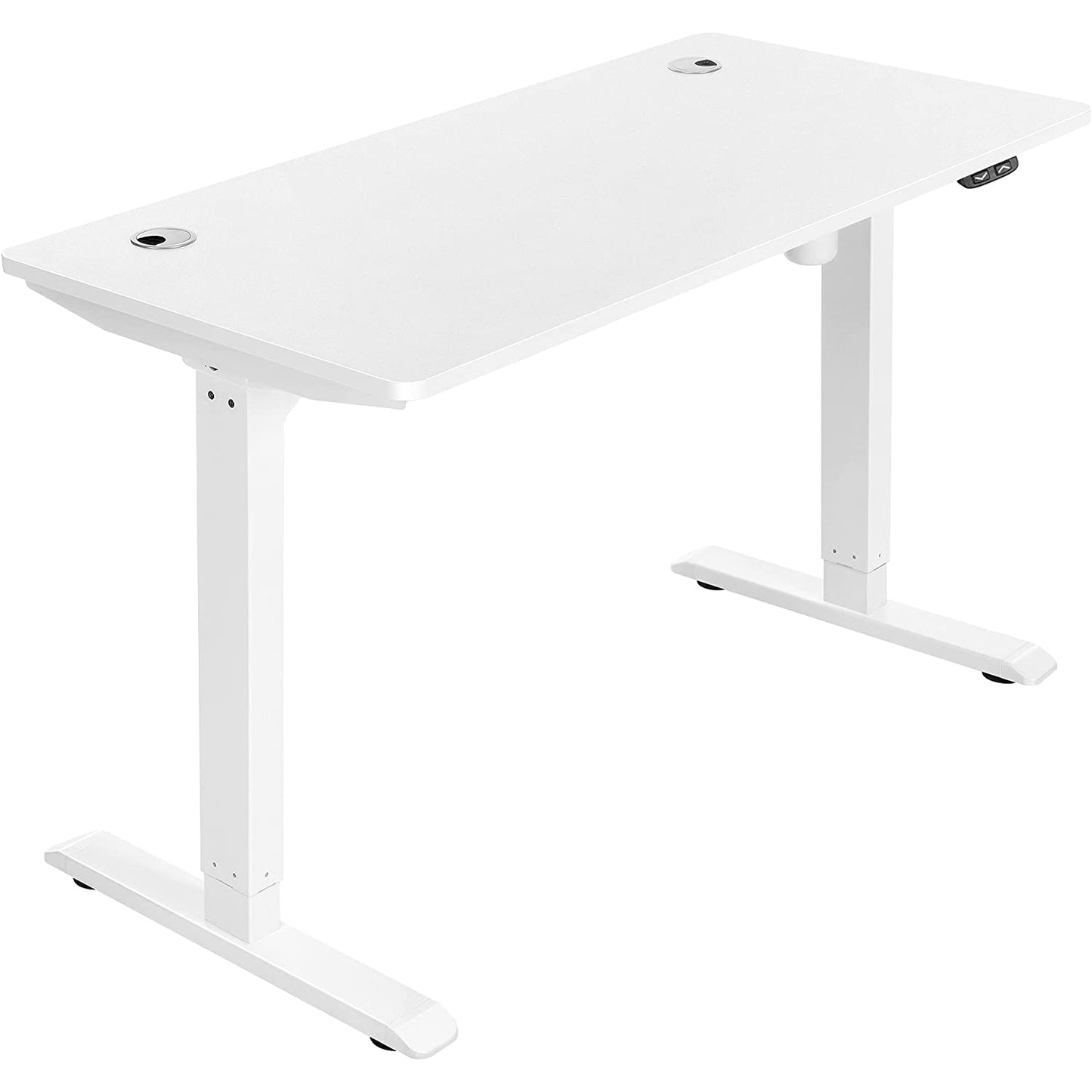 Bureau Nancy's Gaskiers - Hauteur réglable - Table assis-debout - Automatique - Gestion des câbles - Table de bureau - Noir/Blanc - MDF - Acier - 120 x 60 x (73-114)