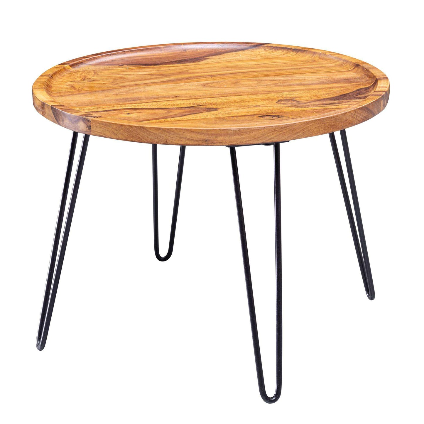Table basse industrielle de Nancy - Bois de Sesham - Table basse - Table d'appoint - Tables basses - 60 x 43 x 60