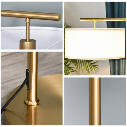 Nancy's Springville Vloerlamp - Staal/Linnen - Klassiek - Goud - 47 x 37 x 153 cm