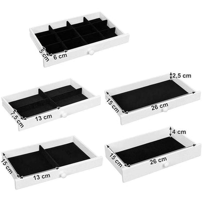 Boîte à bijoux en bois Nancy's XXL 6 couches avec miroir - Organisateur de bijoux - Boîte à bijoux - Rangement de vos bijoux - 31,5 x 26,5 x 19,5