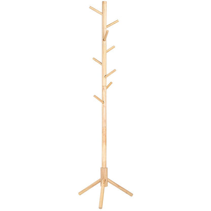 Nancy's Calcar Staande Kapstok - Kledingrek - Garderobe - 8 Haken - Natuurlijk - Rubberhout