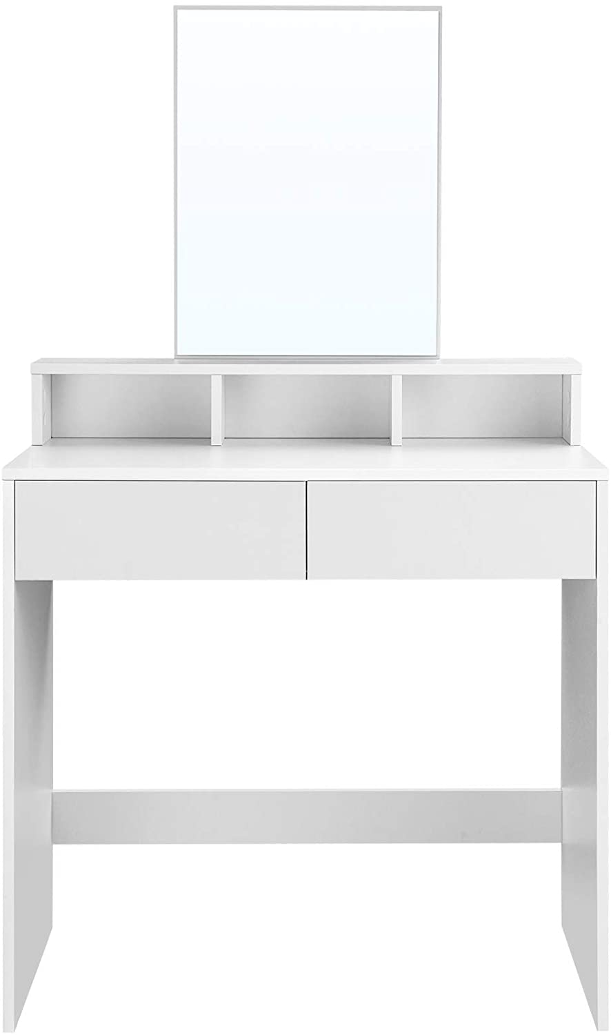 Nancy's Caccile Kaptafel - Comestica Tafel - Make-Up Tafel - Met Spiegel - Wit - 80 x 40 x 140 cm
